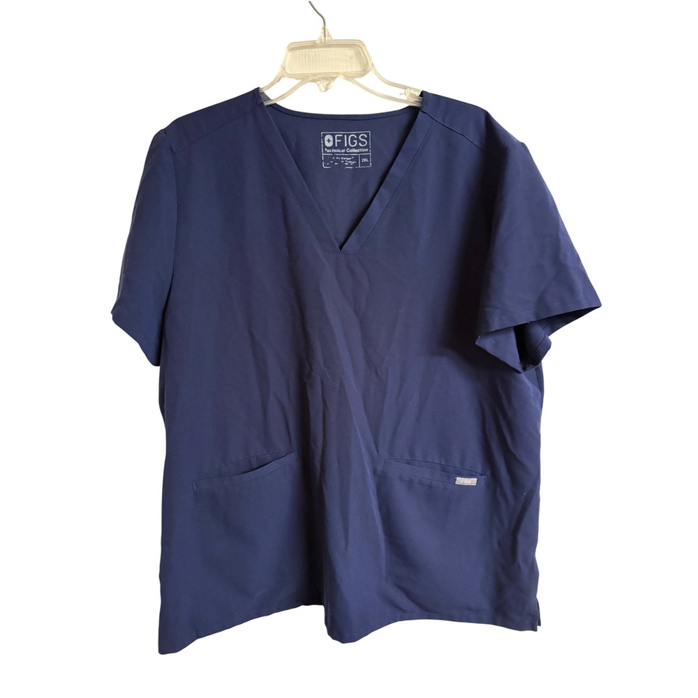 FIGS Casma Scrub Top Navy Blue V-Neck Technical Collection Medical Womens 2XL